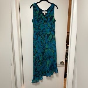 Blue and green asymmetrical dress
